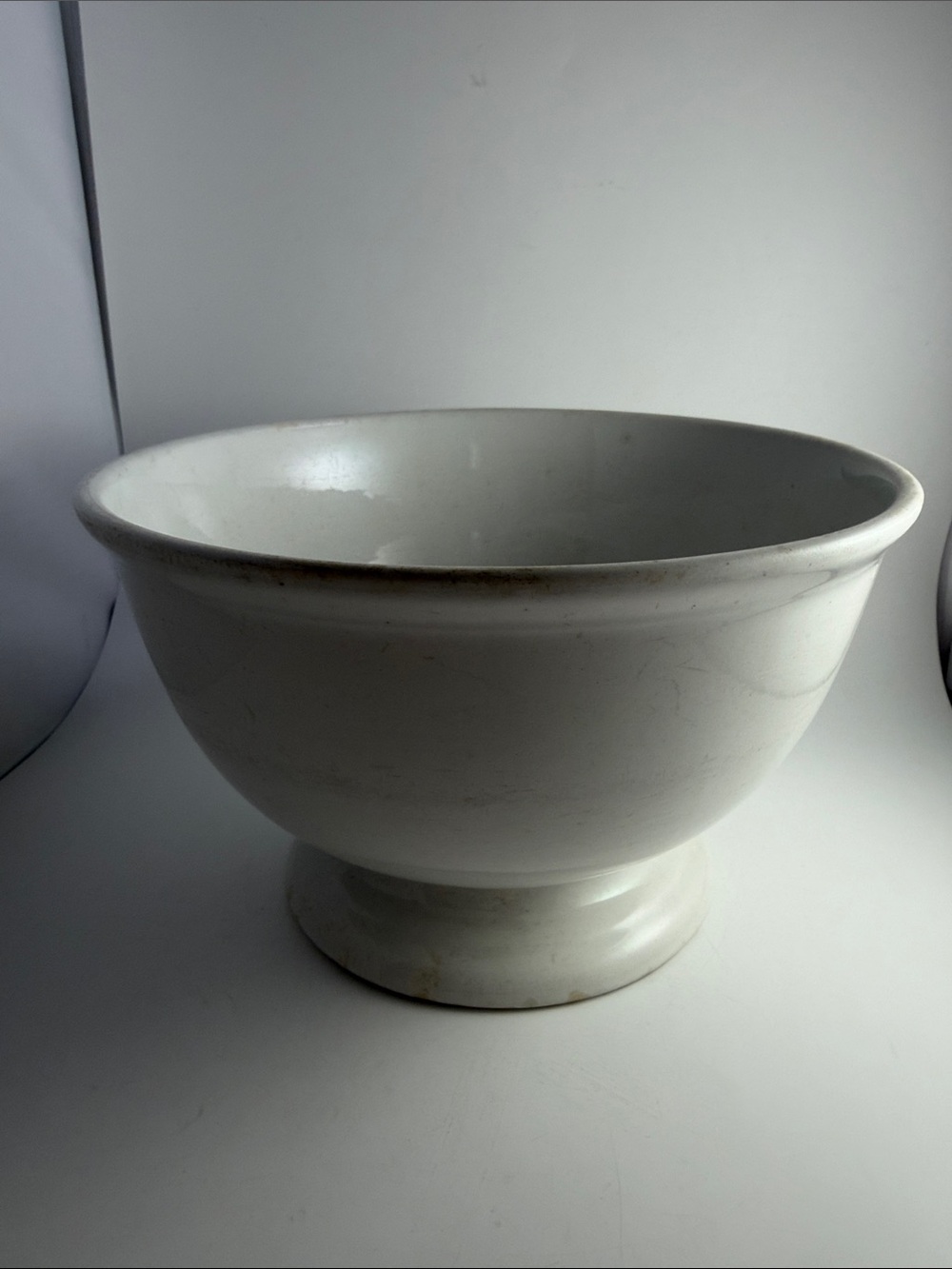Antique Alfred Meakin Ironstone China White Footed Bowl 8.75”